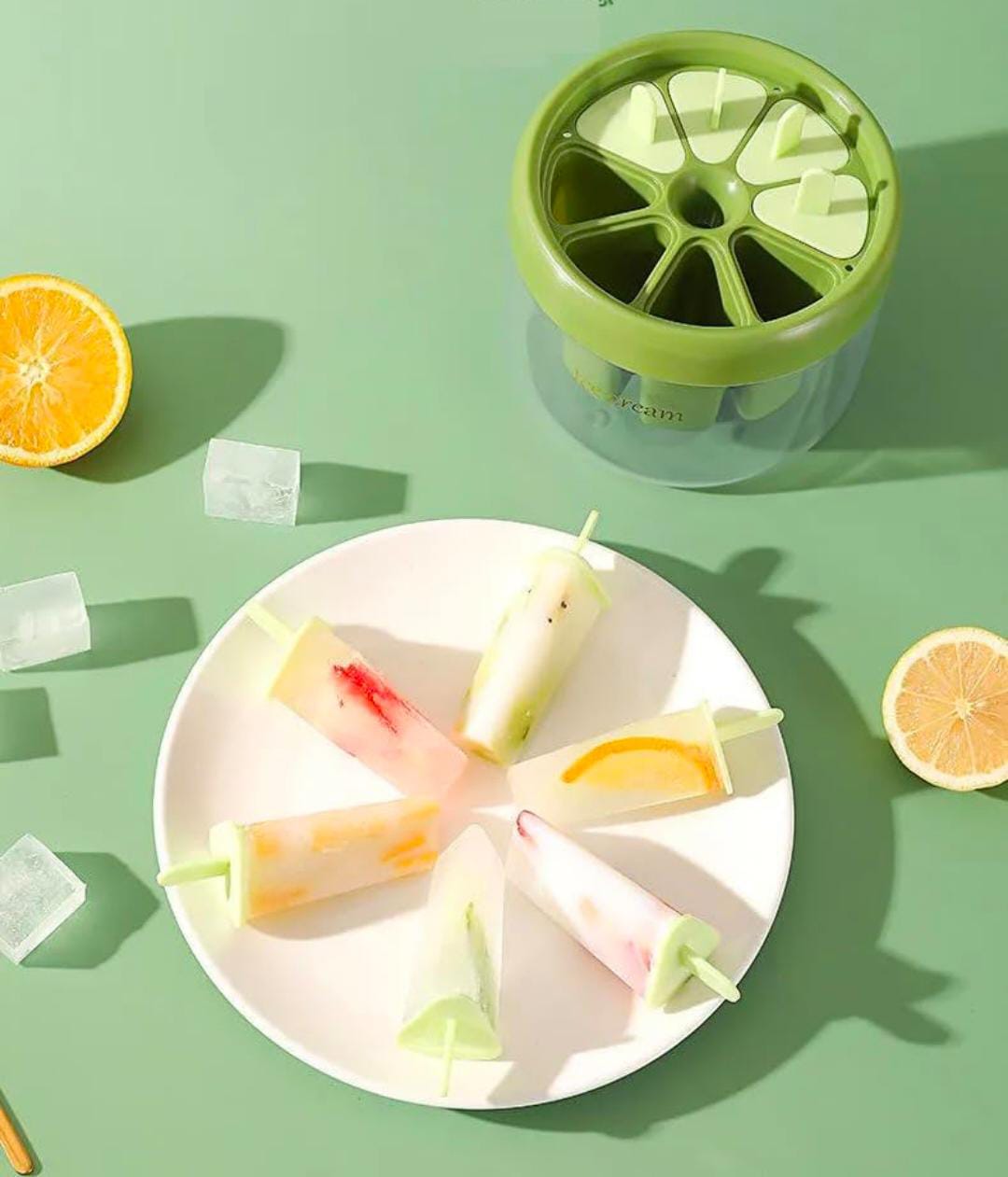 8 Grids Plastic Ice Cream Mold with Stick, Round Candy Kulfi Maker Mould, Ice Candy Maker, Ice Pop Mold, Kulfi Maker