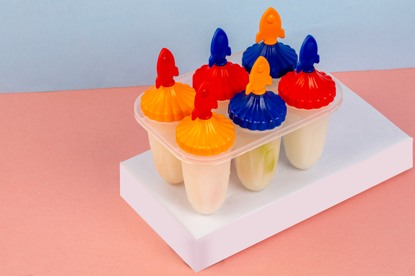 Rocket Ice Candy Maker Kulfi Maker Moulds Set with 6 Cups (Multicolour)