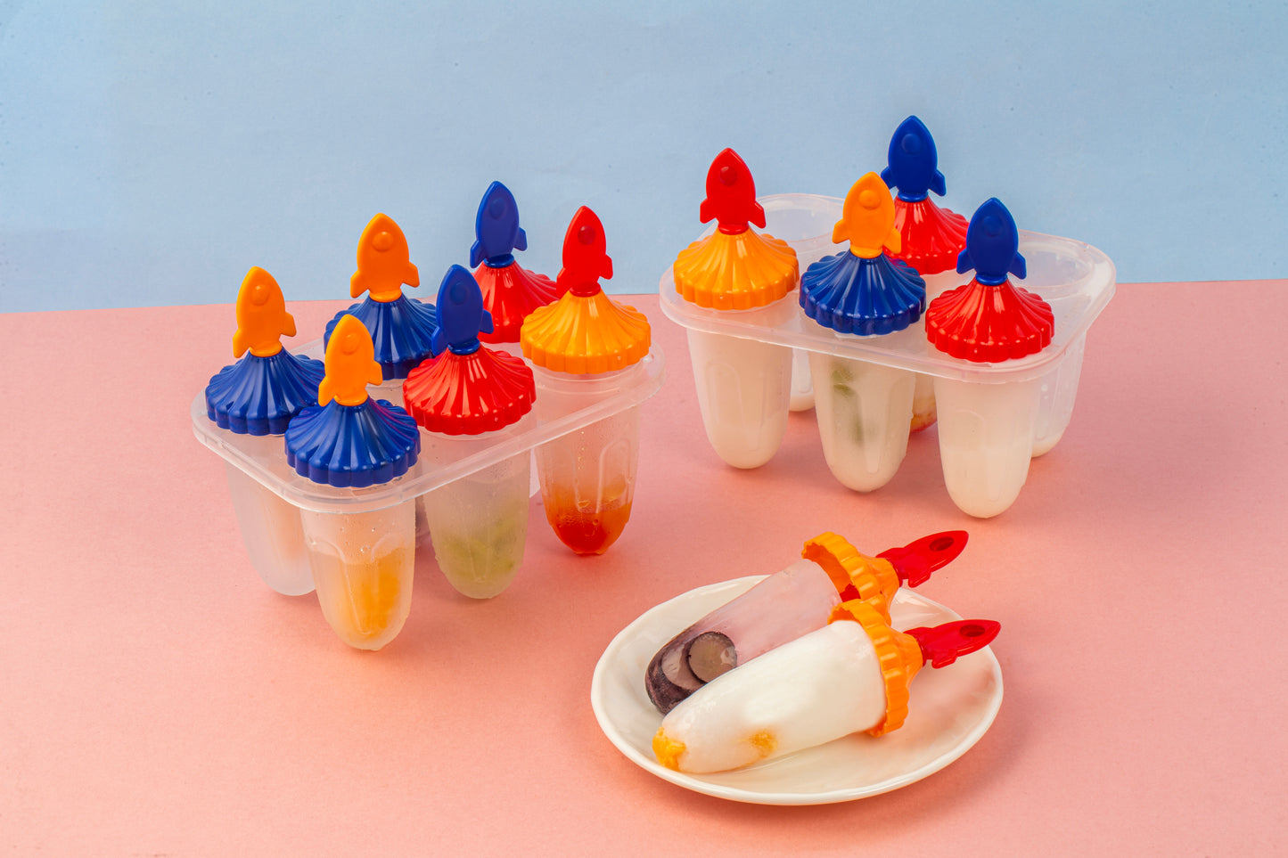 Rocket Ice Candy Maker Kulfi Maker Moulds Set with 6 Cups (Multicolour)
